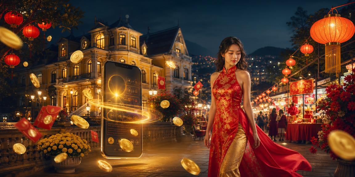 Cảnh phố đêm với phong bao lì xì đỏ tại Đà Lạt Cảnh phố đêm với phong bao lì xì đỏ tại Đà Lạt